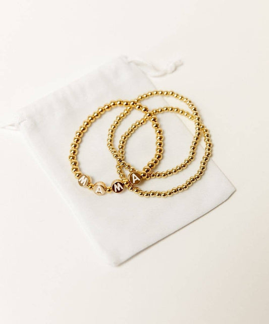 Mama Bracelet Set | 18K Gold Plated Set of 3 for Mom