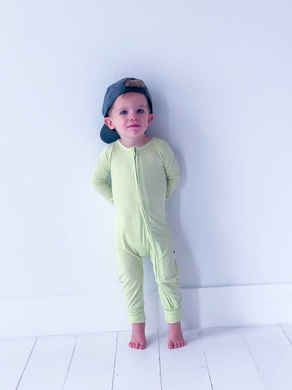 Limeade Ribbed Bamboo Toddler Zippy Romper