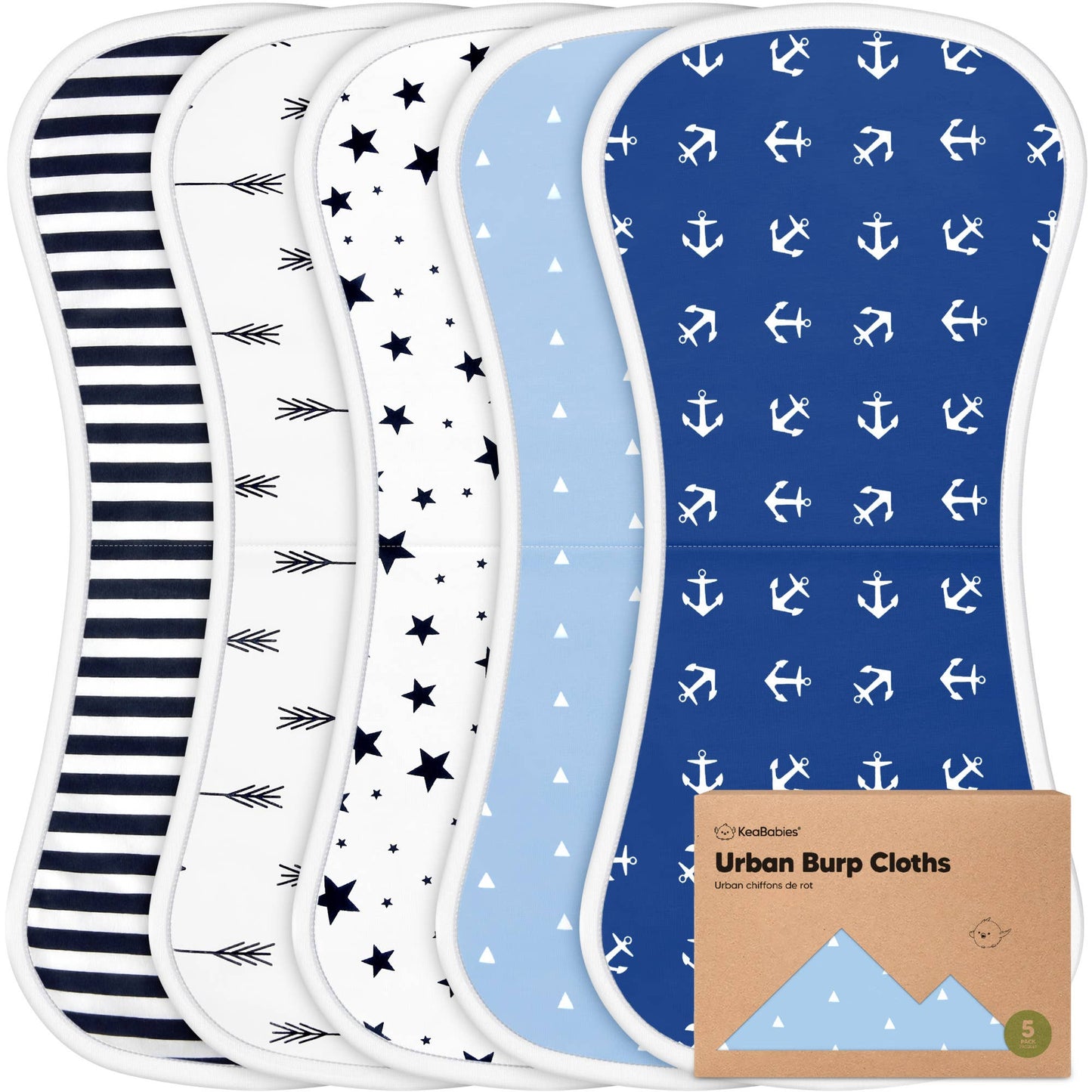 KeaBabies 5-Pack Urban Burp Cloths