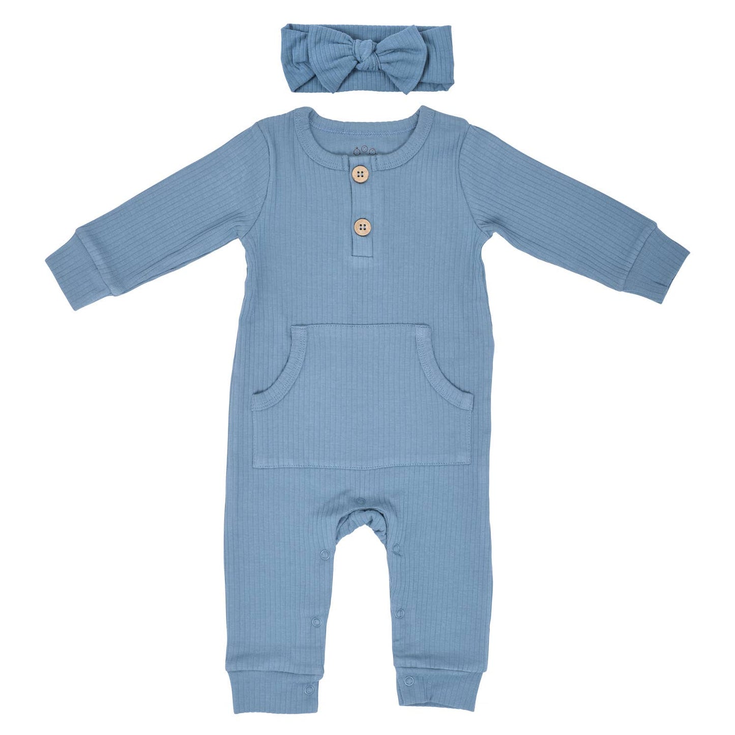 Baby Ribbed Playsuit with Pockets and Bow