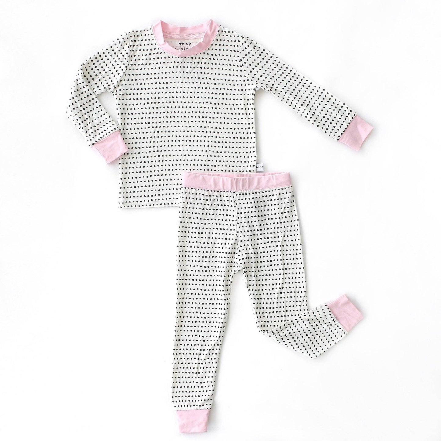 Polka Dots - Pink Trim Two-Piece Bamboo Viscose Pajama Set