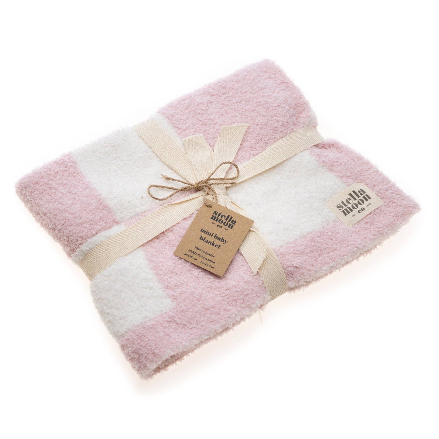 Luxe Checkered Mini Baby Blanket in Baby Pink