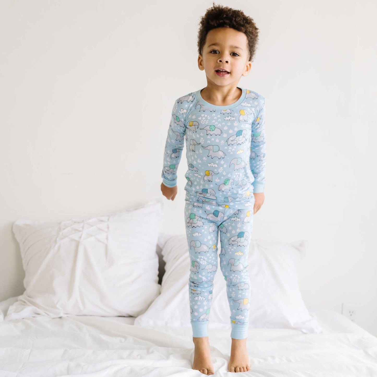 Blue Elephant Snuggles Two-Piece Bamboo Viscose Pajama Set