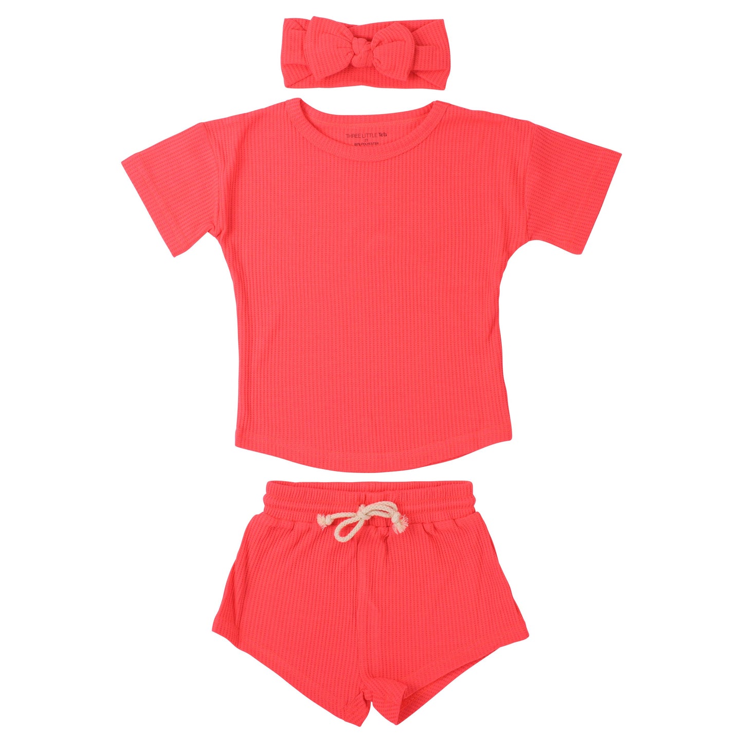 Hot Neon Pink Barbie Summer Waffle Toddler Top & Bottom Set